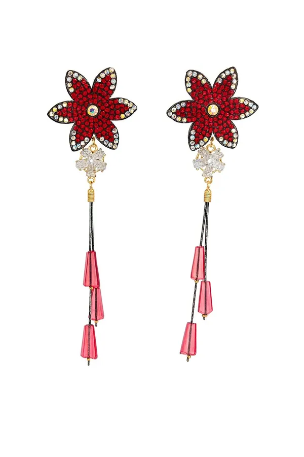 Red_Flower_Drop_Earrings