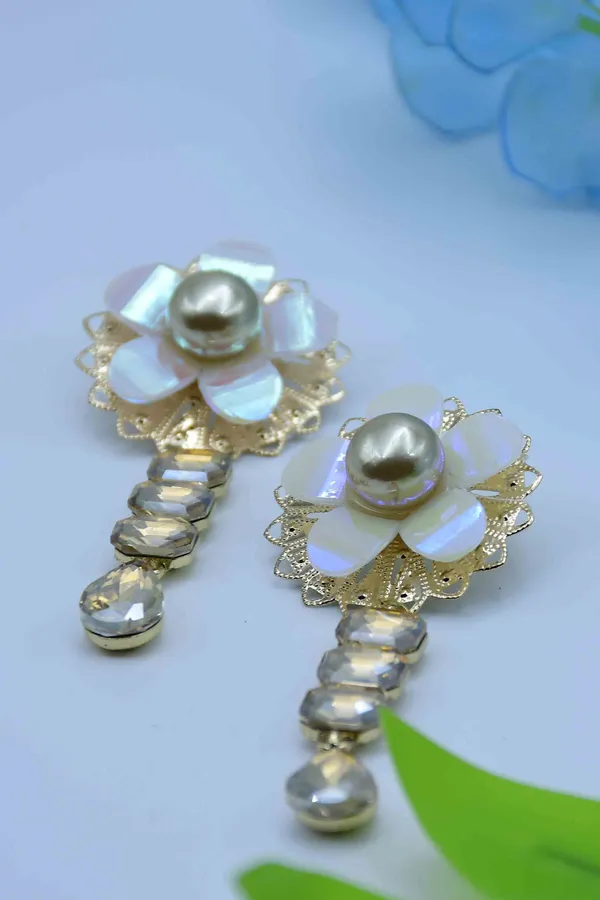 Red_Rhinestone_and_Pearl_Drop_Earrings_Crystal_Brass,_Crystal_Drops_&_Danglers,_Earring_Set