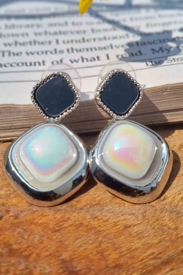 Silver_Geometric_Pearl_Drop_Earrings_for_Women_|_Black_Stud_Designer_Earrings_|_Trendy_Fashion_Jewelry