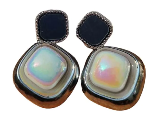 Silver_Geometric_Pearl_Drop_Earrings_for_Women_|_Black_Stud_Designer_Earrings_|_Trendy_Fashion_Jewelry