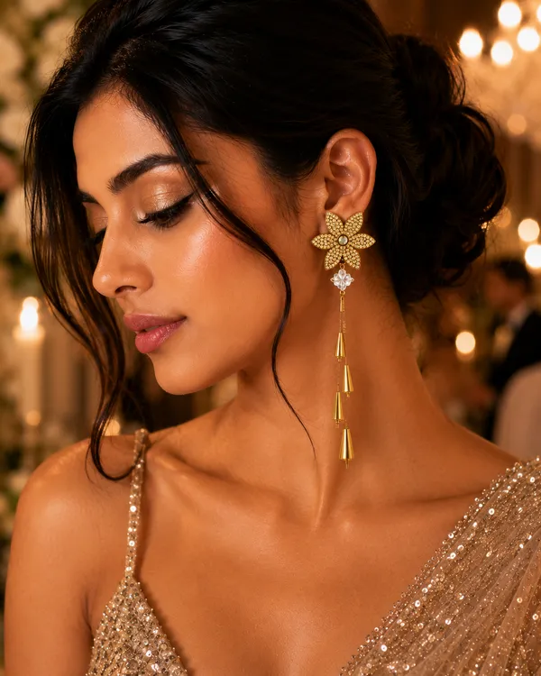 Floral_Yellow_Rhinestone_Long_Drop_Earrings_for_Women