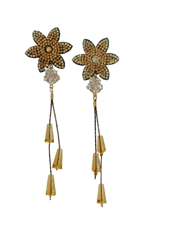 Floral_Yellow_Rhinestone_Long_Drop_Earrings_for_Women