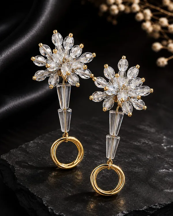 Trendy_new_design_Textured_Hoop_and_Stud_Earring_Set_Crystal_Copper,_Crystal_Hoop_Earring