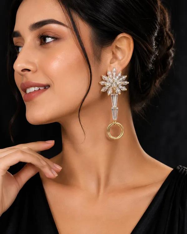 Trendy_new_design_Textured_Hoop_and_Stud_Earring_Set_Crystal_Copper,_Crystal_Hoop_Earring