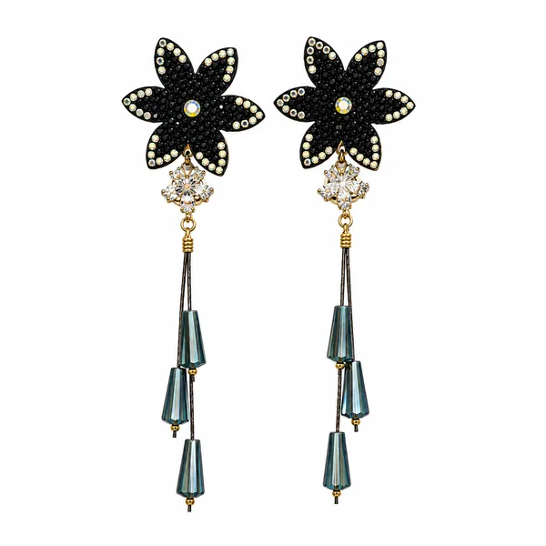 Floral_Black_Rhinestone_Long_Drop_Earrings_for_Women