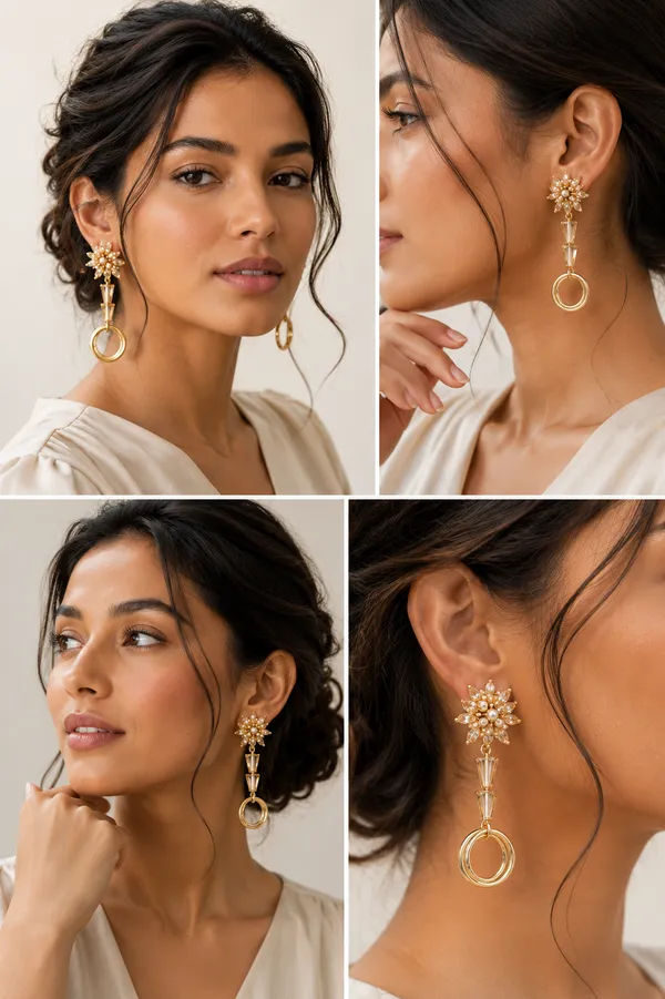 Trendy_new_design_Textured_Hoop_and_Stud_Earring_Set_Crystal_Copper,_Crystal_Hoop_Earring