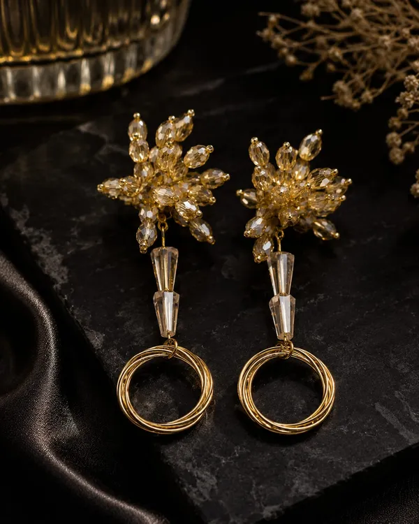 Trendy_new_design_Textured_Hoop_and_Stud_Earring_Set_Crystal_Copper,_Crystal_Hoop_Earring