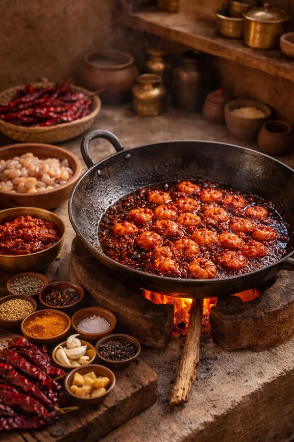 Homemade_Prawns_Pickle_Using_Wood_Pressed_Oil