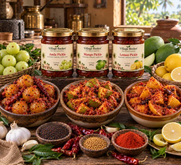 Combo_of_250gm_Homemade_Amla_Mango_and_Lemon_Pickle_using_Woodpressed_Oil