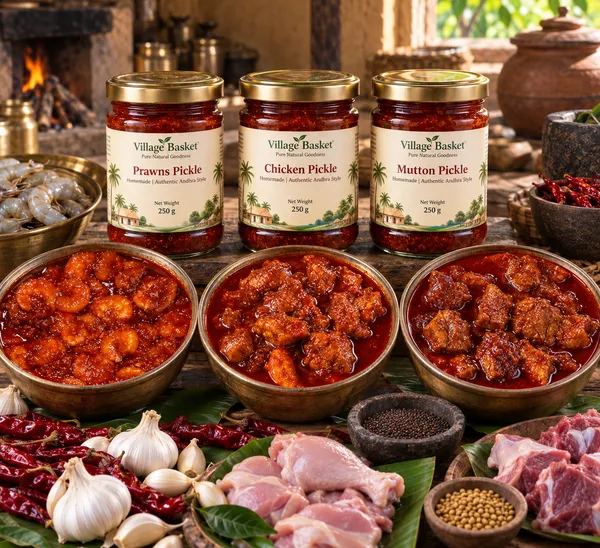 Combo_of_250gm_Homemade_Chicken_Mutton_and_Prawn_Pickle_using_Woodpressed_Oil