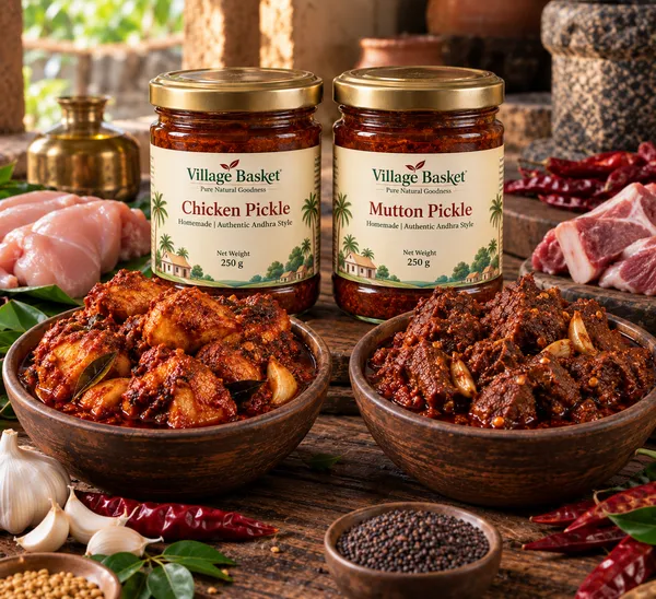Combo_of_250gm_Homemade_Chicken_and_Mutton_Pickle_using_Woodpressed_Oil