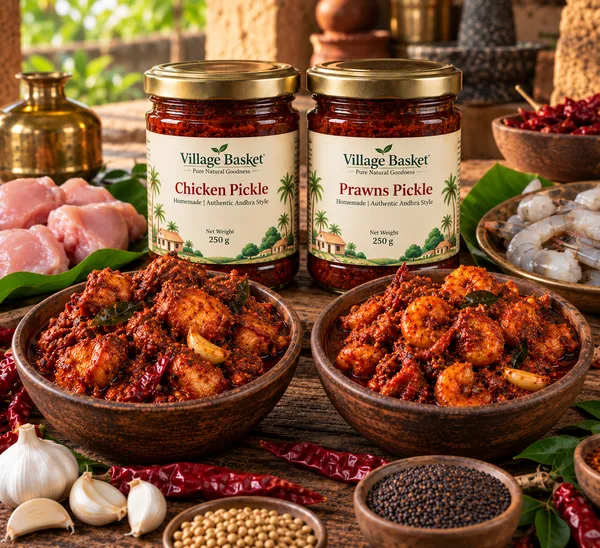 Combo_of_250gm_Homemade_Chicken_and_Prawns_Pickle_using_Woodpressed_Oil