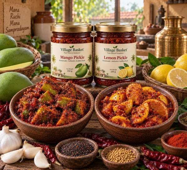 Combo_of_250gm_Homemade_Mango_and_Lemon_Pickle_using_Woodpressed_Oil