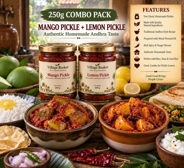 Combo_of_250gm_Homemade_Mango_and_Lemon_Pickle_using_Woodpressed_Oil