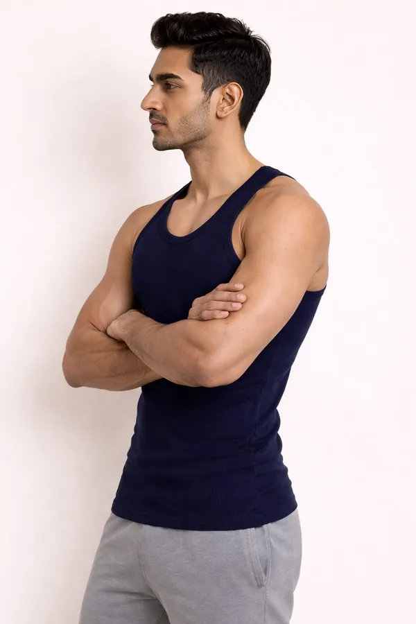 Navy_And_White_Slim_Fit_Ribbed_Plain_Cotton_Vest_For_Men_Combo_Set_Pack_Of_2