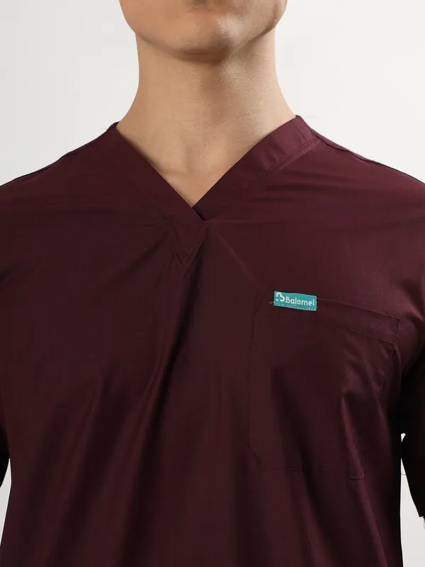 Burgundy_V-Neck_Scrub_Suit_Set_Ultra_Soft_With_10_Pockets_For_Men