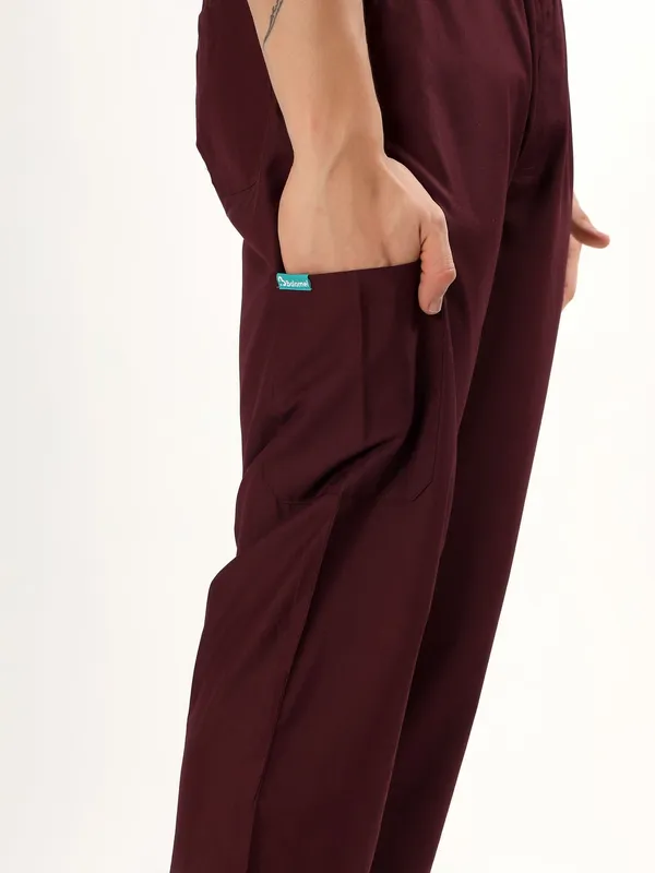 Burgundy_V-Neck_Scrub_Suit_Set_Ultra_Soft_With_10_Pockets_For_Men
