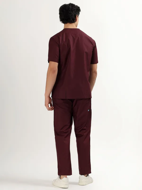 Burgundy_V-Neck_Scrub_Suit_Set_Ultra_Soft_With_10_Pockets_For_Men