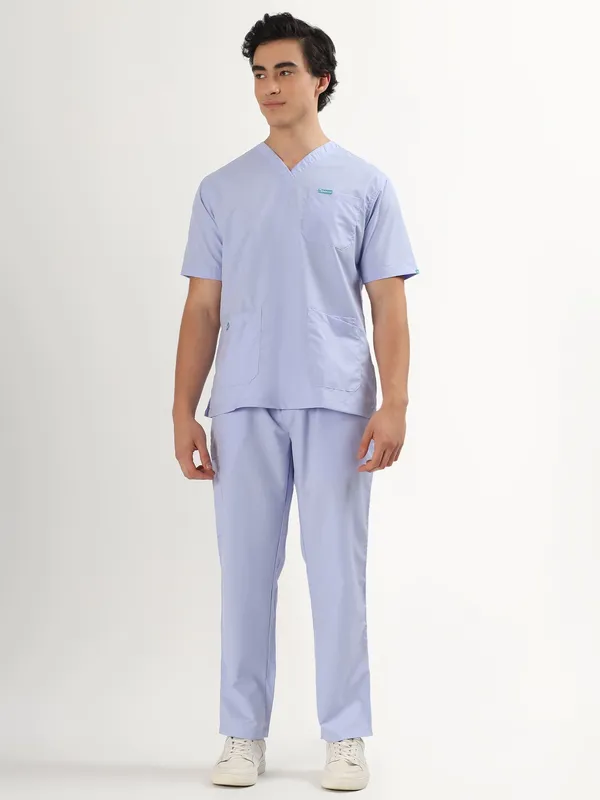 Customized_Lavender_V-Neck_Scrub_Suit_Set_Ultra_Soft_With_10_Pockets_For_Men