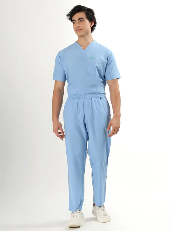 Sky_Breeze_Blue_V-Neck_Scrub_Suit_Set_Ultra_Soft_With_10_Pockets_For_Men