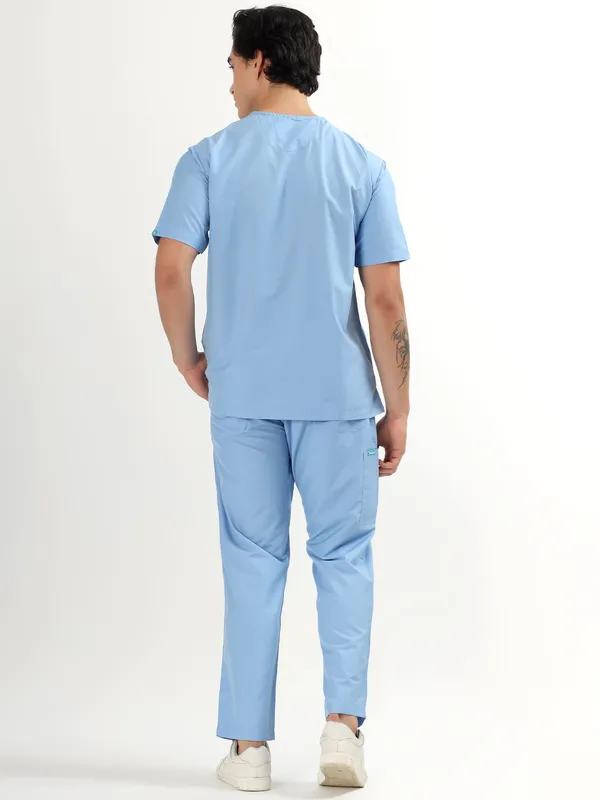 Sky_Breeze_Blue_V-Neck_Scrub_Suit_Set_Ultra_Soft_With_10_Pockets_For_Men