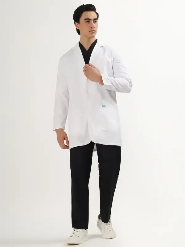 Cloud_Grey_V-Neck_Scrub_Suit_Set_+_Lab_coat_Combo