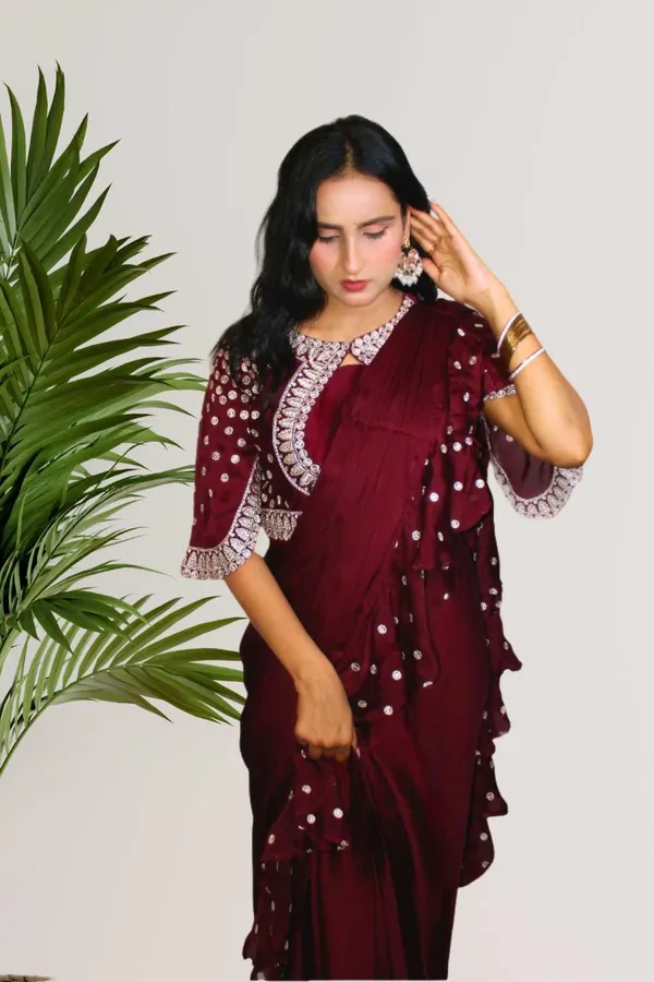 Maroon_Ready_To_Wear_Saree_For_Women