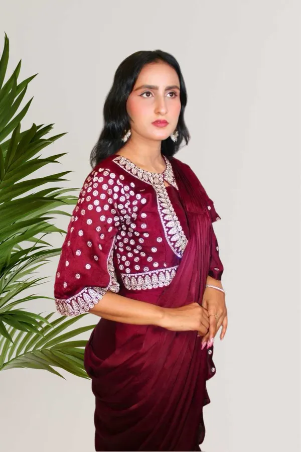Maroon_Ready_To_Wear_Saree_For_Women