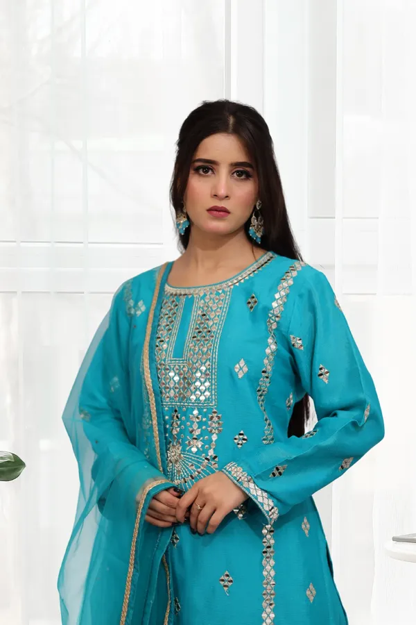 Turquoise_Blue_Chinon_Embroidered_Palazzo_Suit_Set_With_Dupatta