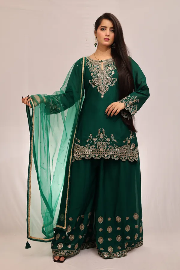 Green_Elegant_Embroidered_Palazzo_Suit_With_Dupatta