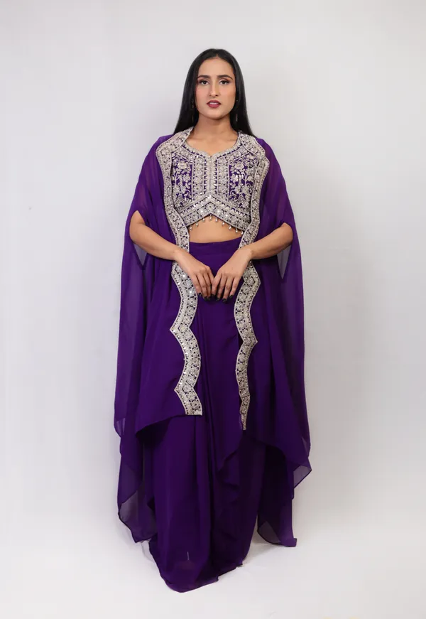 Purple_Elegant_Ethnic_Embellished_Co-ord_with_Shrug