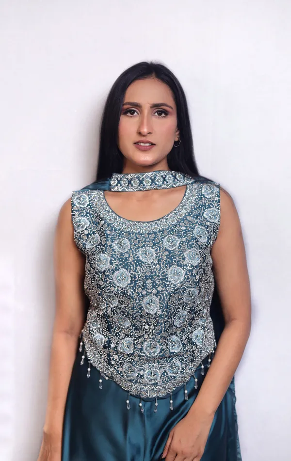 Teal_Blue_Sequin_Embellished_Co-ord_with_Dupatta