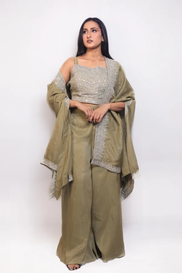 Olive_Chinnon_Embellished_Co-ord_With_Shrug
