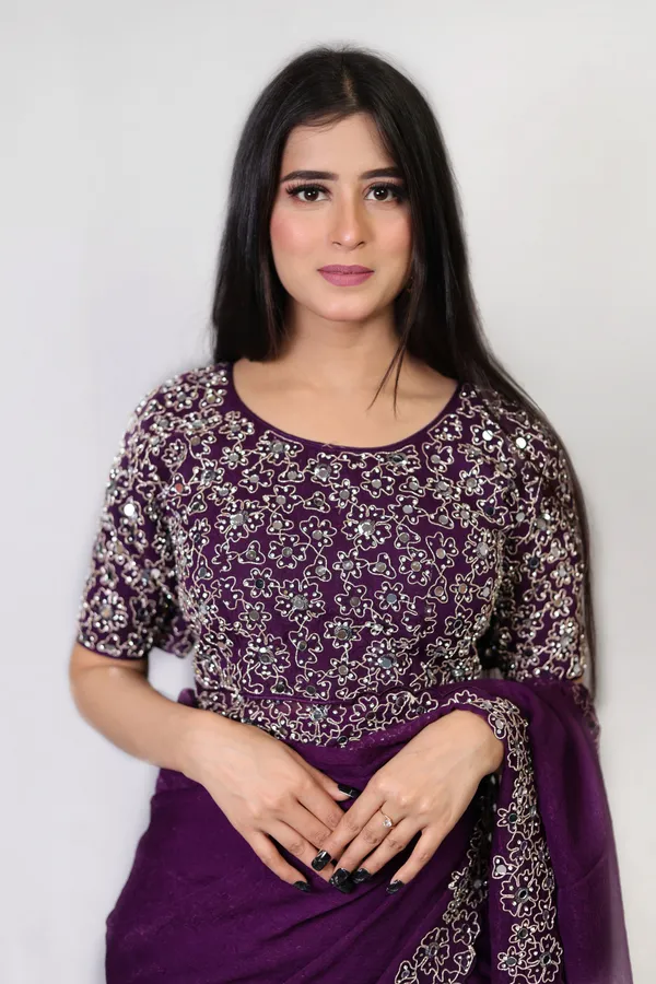 Purple_Elegant__Mirror_Embroidered_Saree_With_Intricate_Border_And_Stitched_Blouse