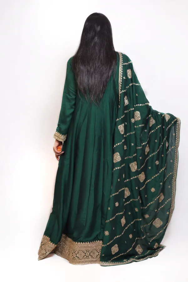 Bottle_Green_Embroidered_Chinon_Anarkali_Suit_With_Dupatta_and_Padded_Bust