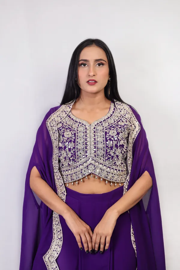 Purple_Elegant_Ethnic_Embellished_Co-ord_with_Shrug