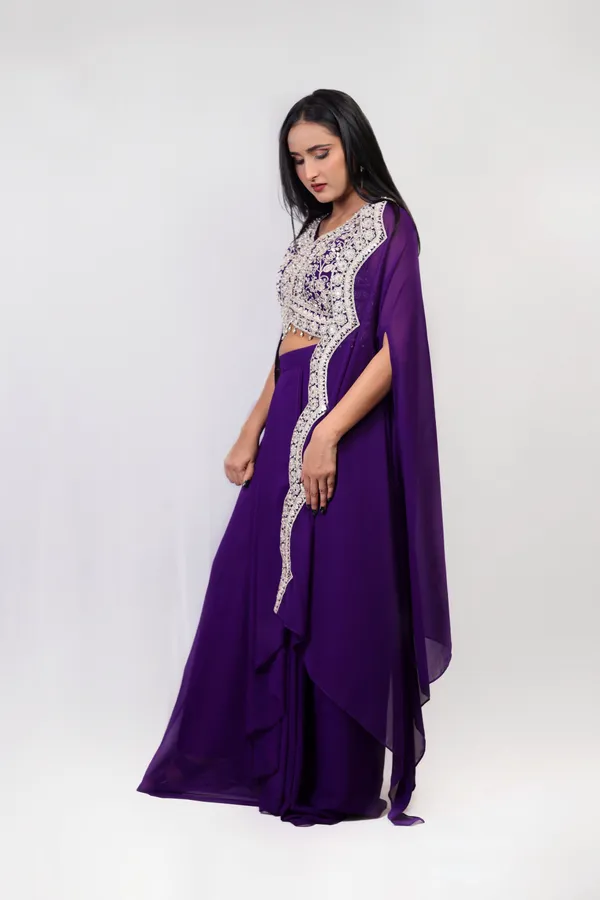 Purple_Elegant_Ethnic_Embellished_Co-ord_with_Shrug