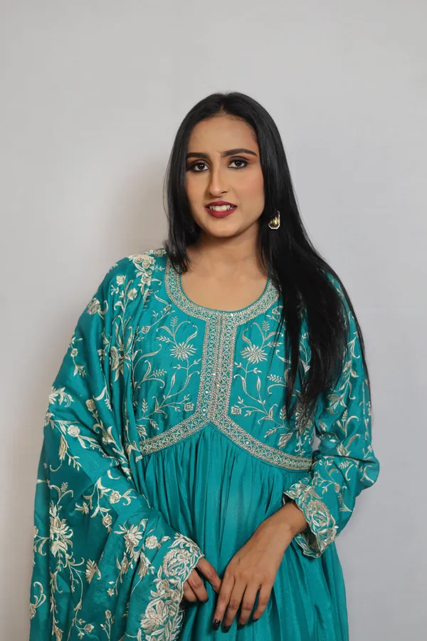 Turquoise_Embroidered_Chinon_Anarkali_Suit_With_Dupatta_and_Padded_Bust