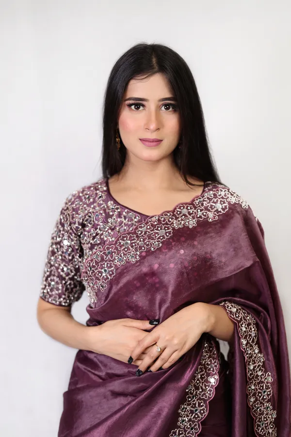 Purple_Elegant__Mirror_Embroidered_Saree_With_Intricate_Border_And_Stitched_Blouse