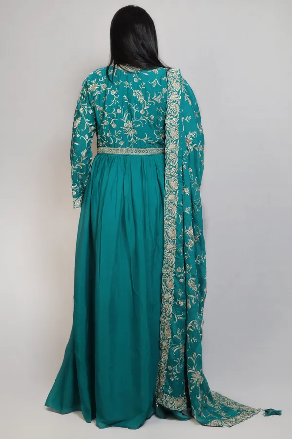 Turquoise_Embroidered_Chinon_Anarkali_Suit_With_Dupatta_and_Padded_Bust