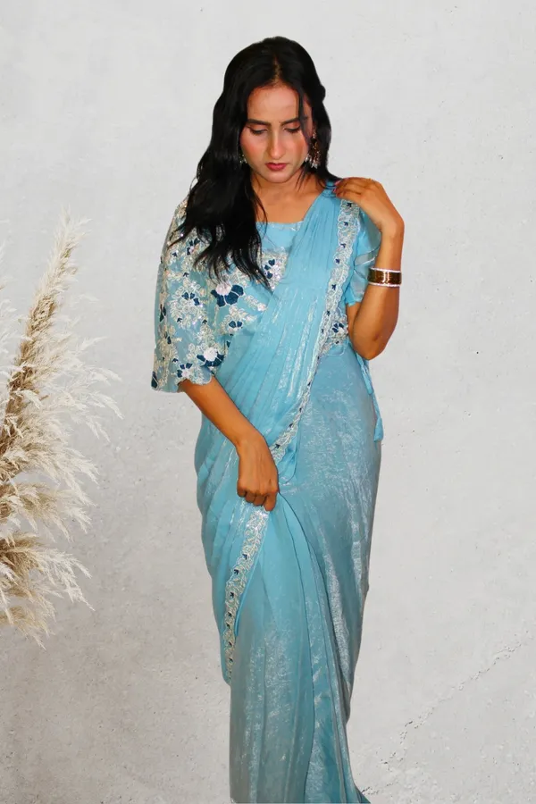 Ice_Blue_Ready_To_Wear_Saree_For_Women