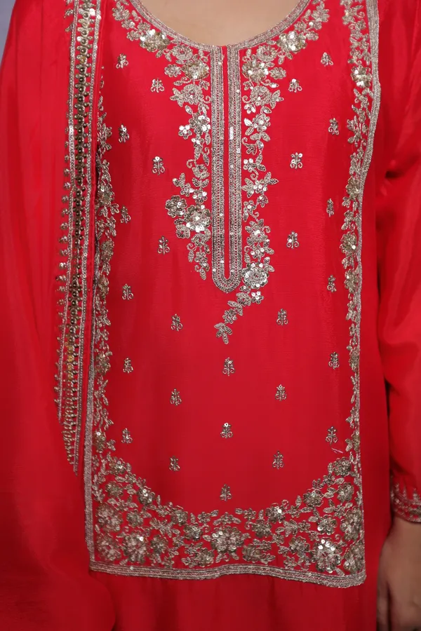 Red_Silk_Sharara_Set_With_Duppata_For_Women