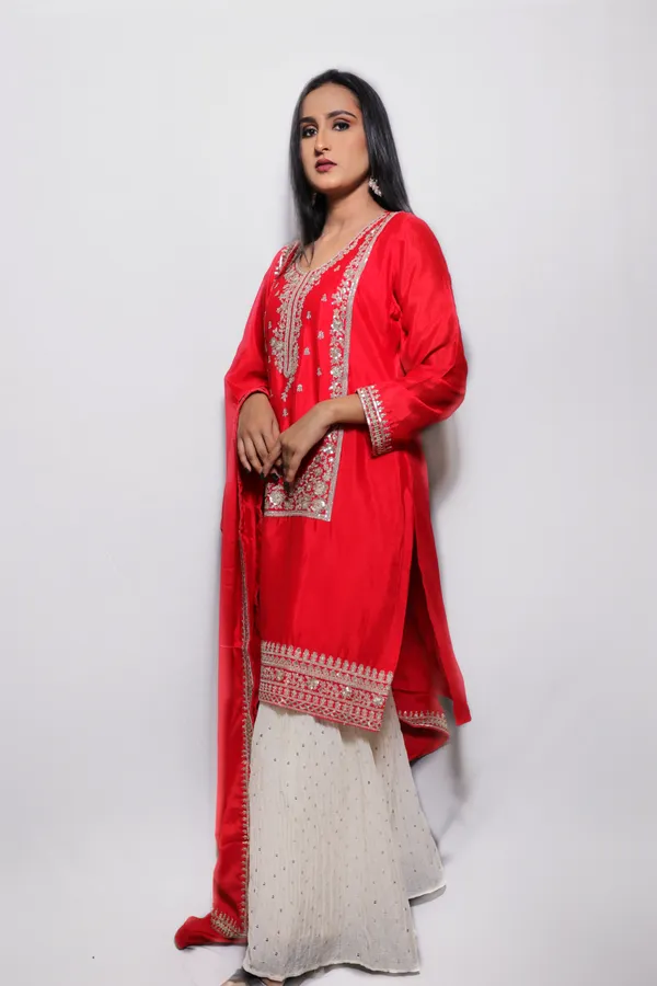 Red_Silk_Sharara_Set_With_Duppata_For_Women
