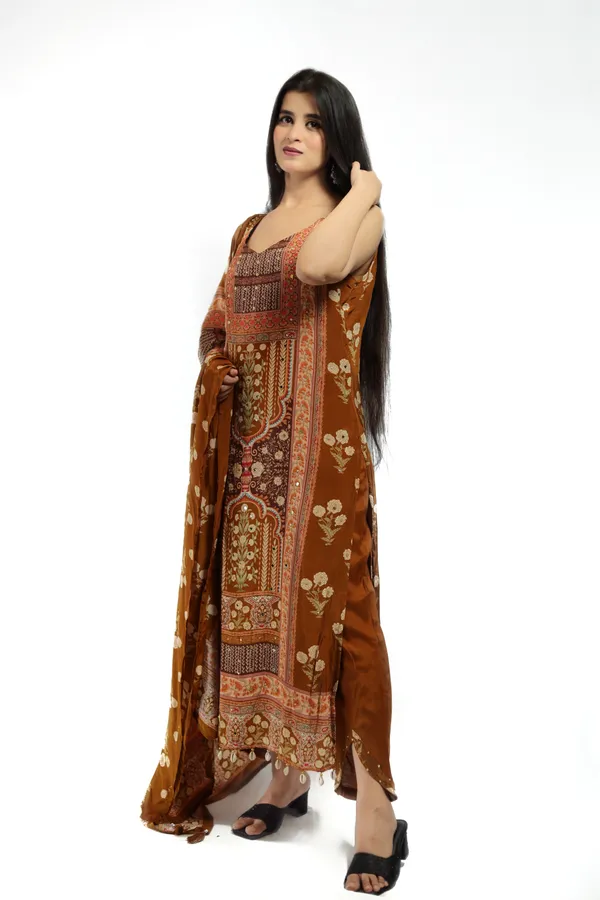 Brown_Premium_Quality_Kurta_Set_With_Duppata