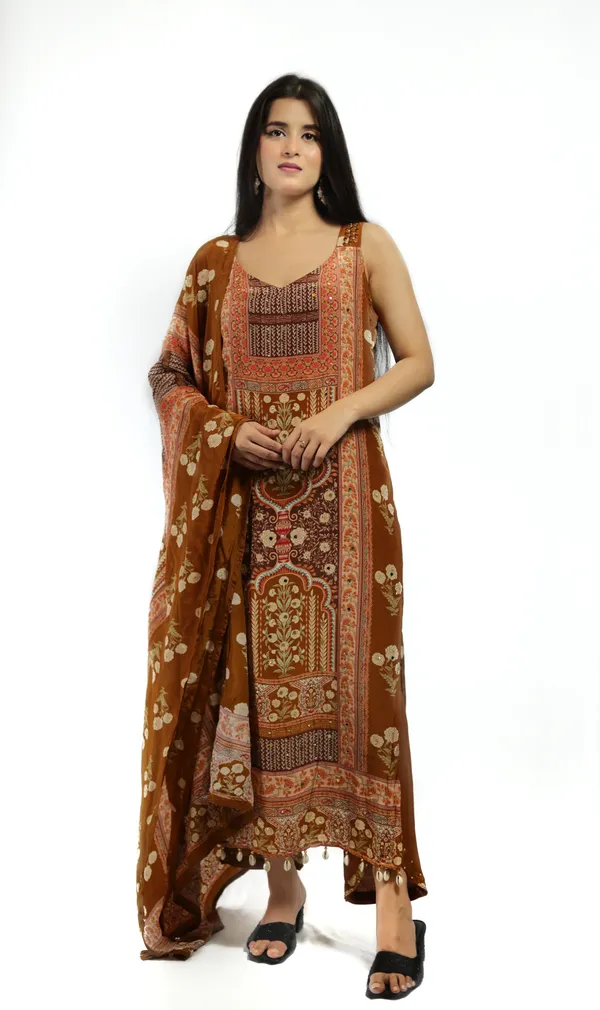 Brown_Premium_Quality_Kurta_Set_With_Duppata
