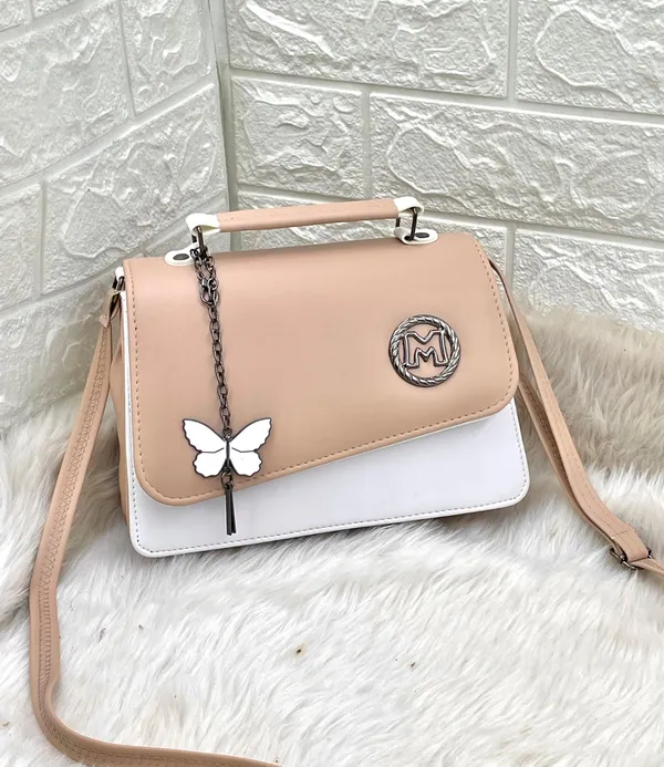 Cream_Premium_Polyurethane_Cross_Body_Bag_For_Women