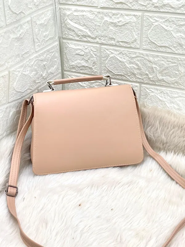 Cream_Premium_Polyurethane_Cross_Body_Bag_For_Women