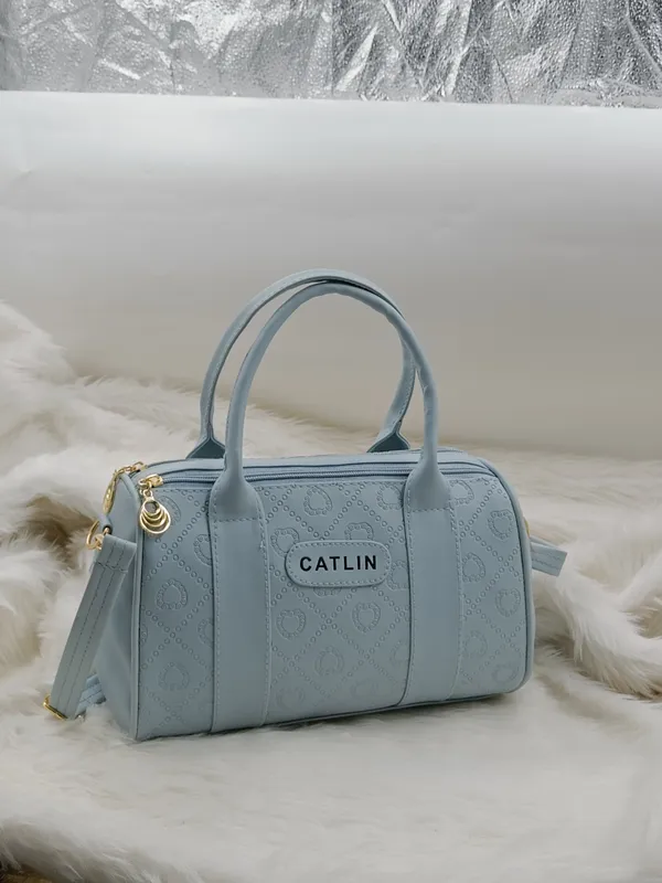 Sky_Blue_Premium_Polyurethane_Cross_Body_Bag_For_Women
