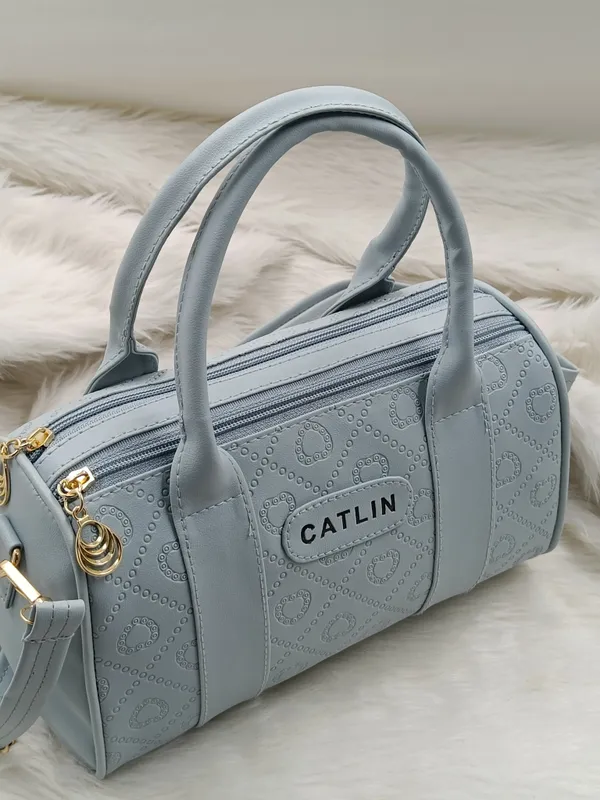 Sky_Blue_Premium_Polyurethane_Cross_Body_Bag_For_Women