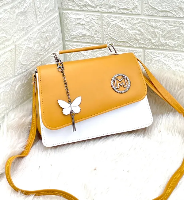 Yellow_Premium_Polyurethane_Cross_Body_Bag_For_Women